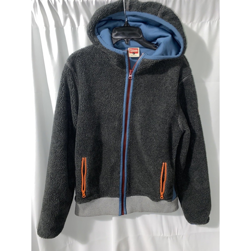 Homage Deep Pile Sherpa‎ Full Zip Hooded Jacket Mens Small
